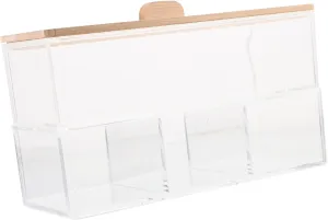 Cotton Pad Dispenser Holder with Lid Storage Box for Cotton Swabs Makeup Organizer with Dividers for Vanity and Bathroom Organization