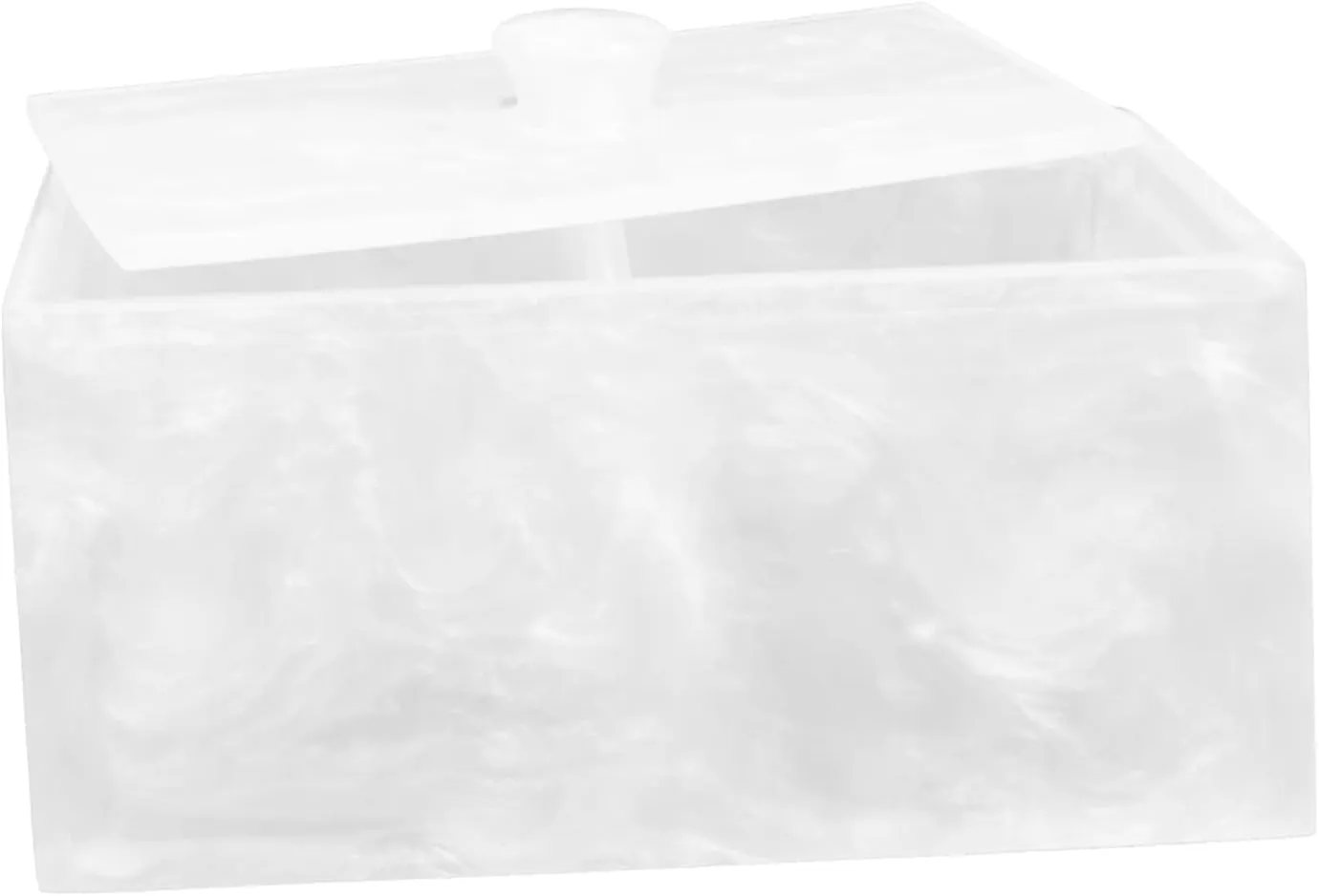 Cotton Pad Storage Box Dual Compartment Organizer for Cotton Rounds Swabs Compact Design with Removable Divider for Bathroom Vanity Makeup Table Protective Lid Included