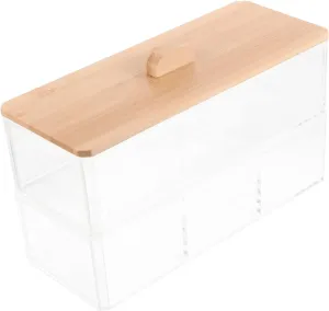 Cotton Swab Holder with Lid Cotton Pad Box Organizer for Makeup and for Bathroom Vanity and Powder Room Storage