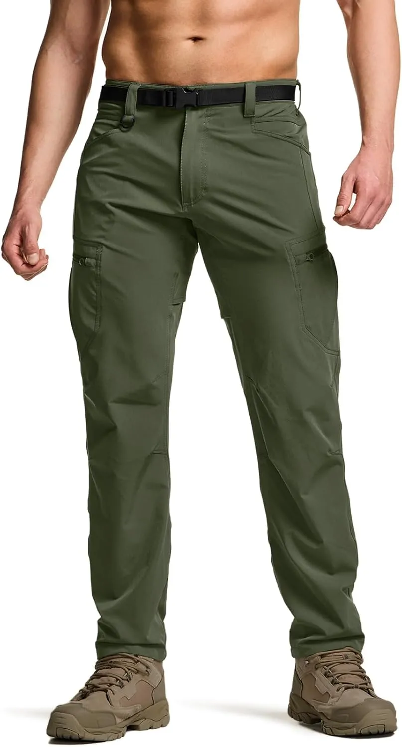 CQR Men's Quick Dry Tactical Pants, Water Resistant Outdoor Pants, Lightweight Stretch Cargo Work Hiking Pants