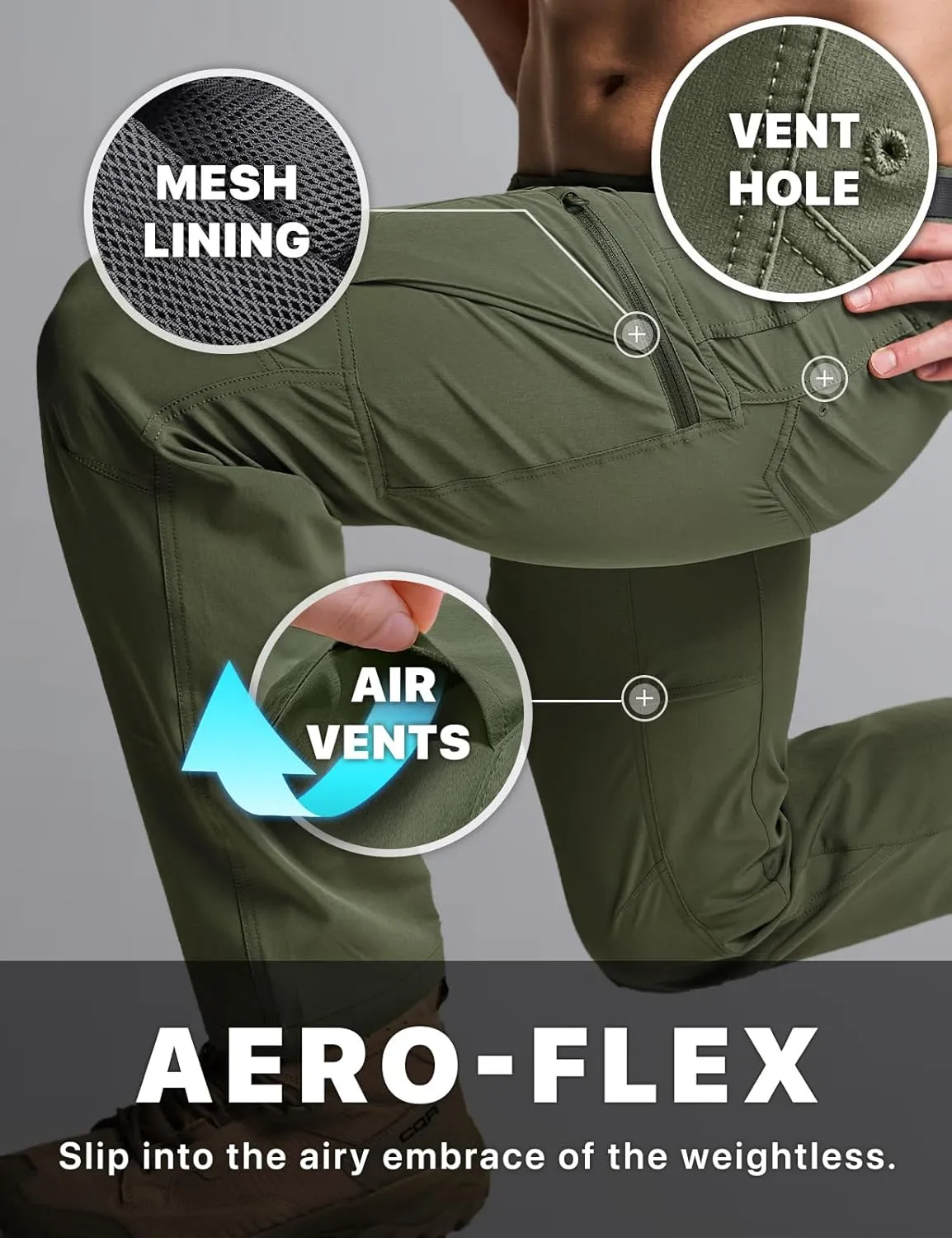 CQR Men's Quick Dry Tactical Pants, Water Resistant Outdoor Pants, Lightweight Stretch Cargo Work Hiking Pants