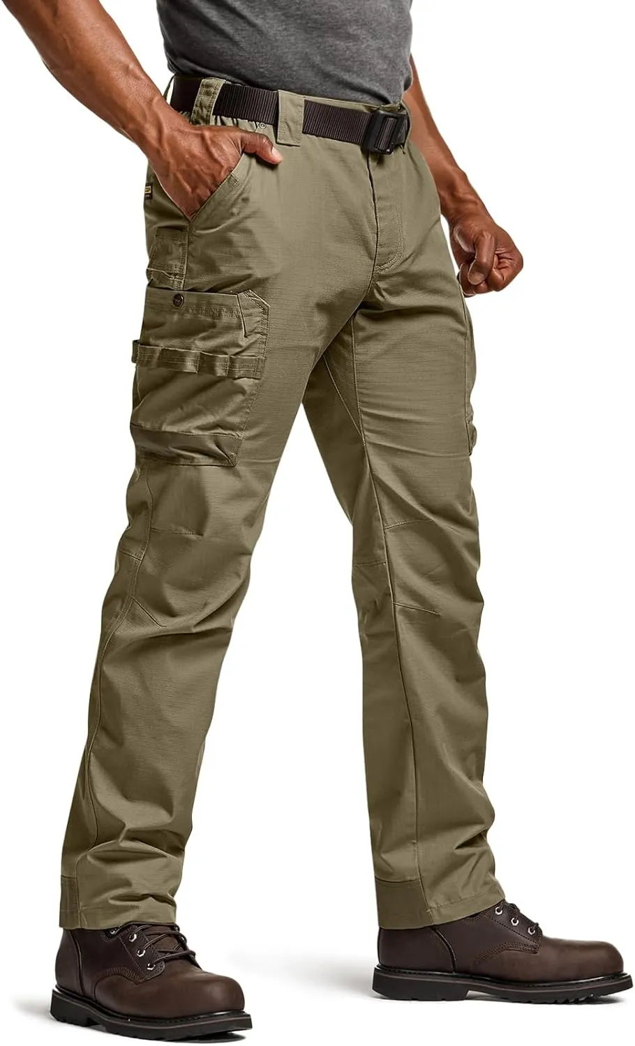 CQR Men's Quick Dry Work Pants, Water Resistant Outdoor Tactical Pants, Lightweight Stretch Cargo Hiking Pants