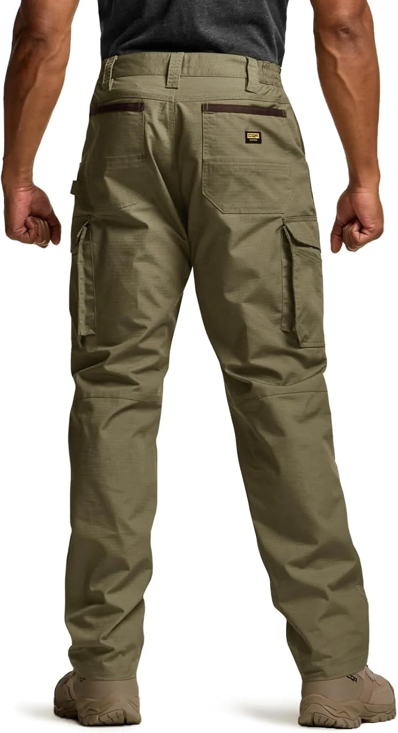 CQR Men's Quick Dry Work Pants, Water Resistant Outdoor Tactical Pants, Lightweight Stretch Cargo Hiking Pants