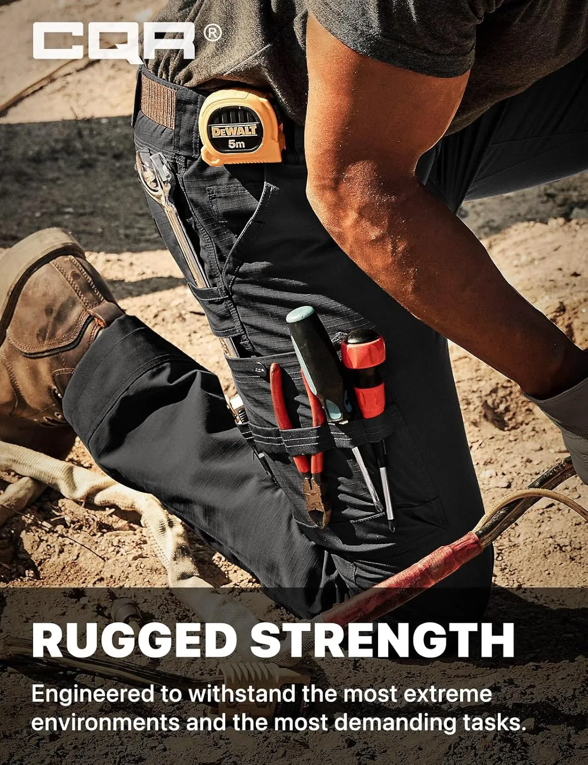 CQR Men's Quick Dry Work Pants, Water Resistant Outdoor Tactical Pants, Lightweight Stretch Cargo Hiking Pants