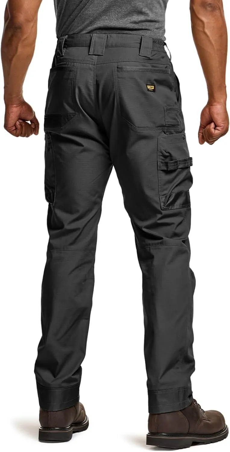 CQR Men's Quick Dry Work Pants, Water Resistant Outdoor Tactical Pants, Lightweight Stretch Cargo Hiking Pants