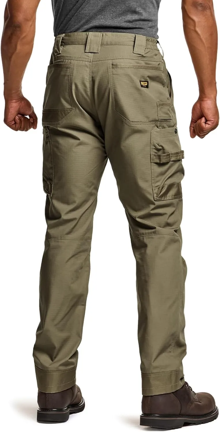 CQR Men's Quick Dry Work Pants, Water Resistant Outdoor Tactical Pants, Lightweight Stretch Cargo Hiking Pants