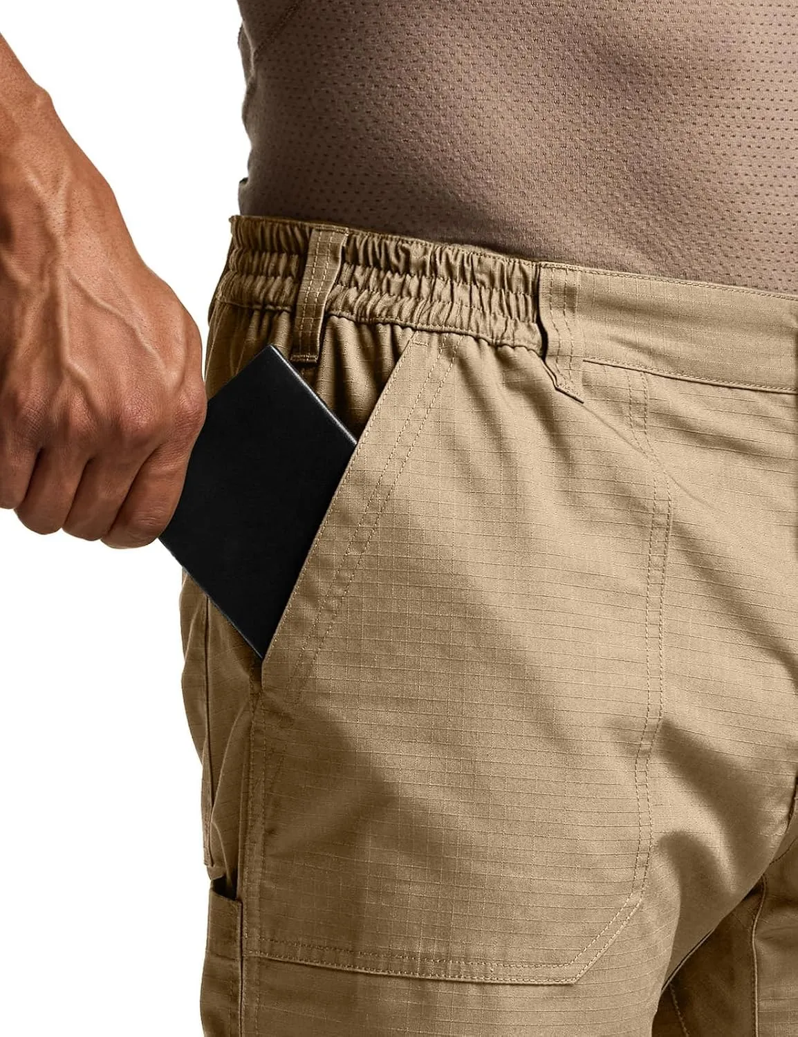 CQR Men's Quick Dry Work Pants, Water Resistant Outdoor Tactical Pants, Lightweight Stretch Cargo Hiking Pants