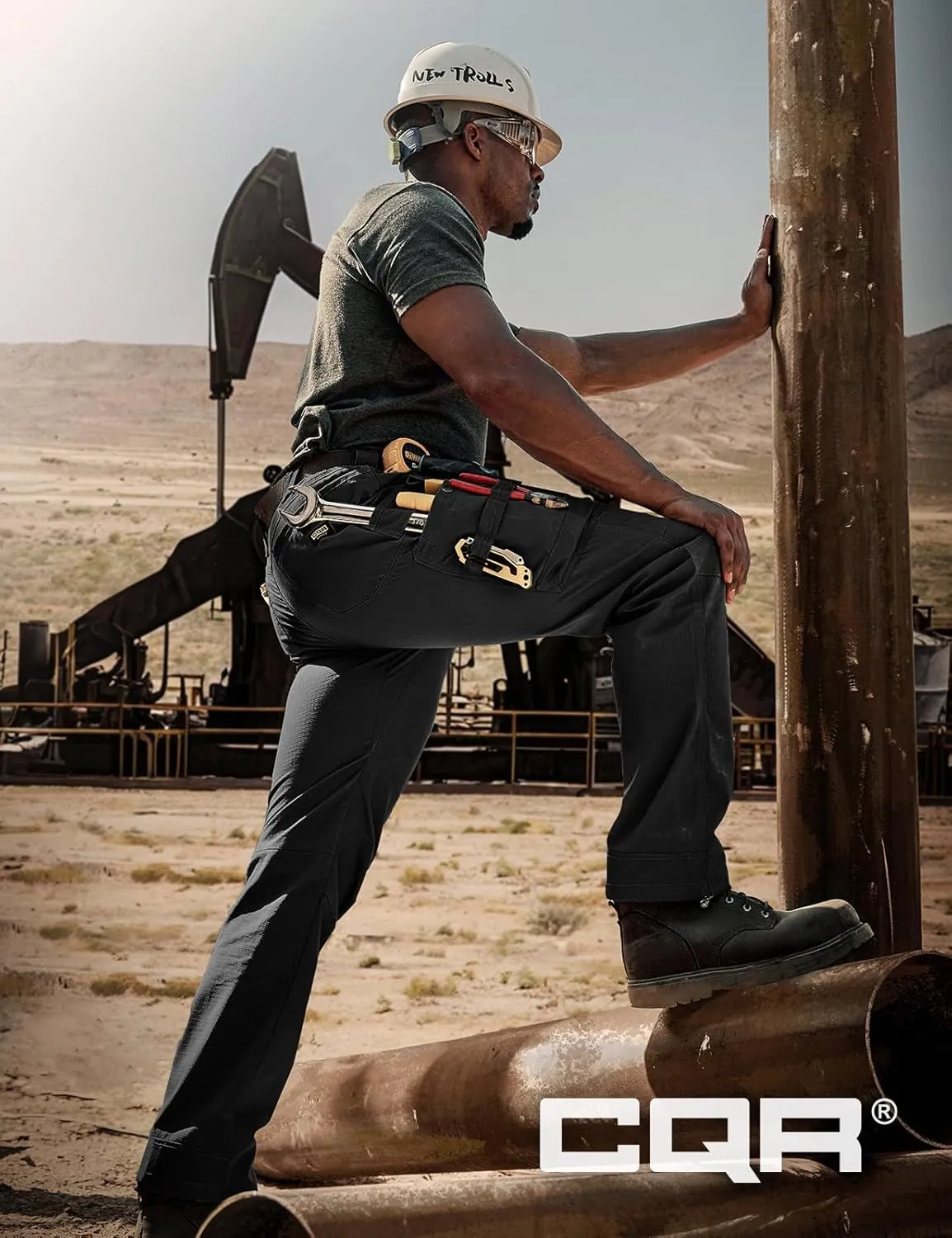 CQR Men's Quick Dry Work Pants, Water Resistant Outdoor Tactical Pants, Lightweight Stretch Cargo Hiking Pants