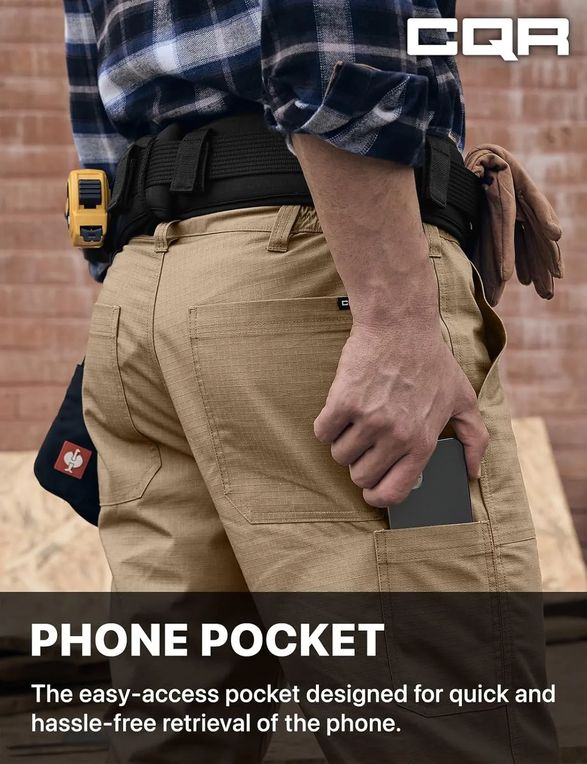 CQR Men's Quick Dry Work Pants, Water Resistant Outdoor Tactical Pants, Lightweight Stretch Cargo Hiking Pants