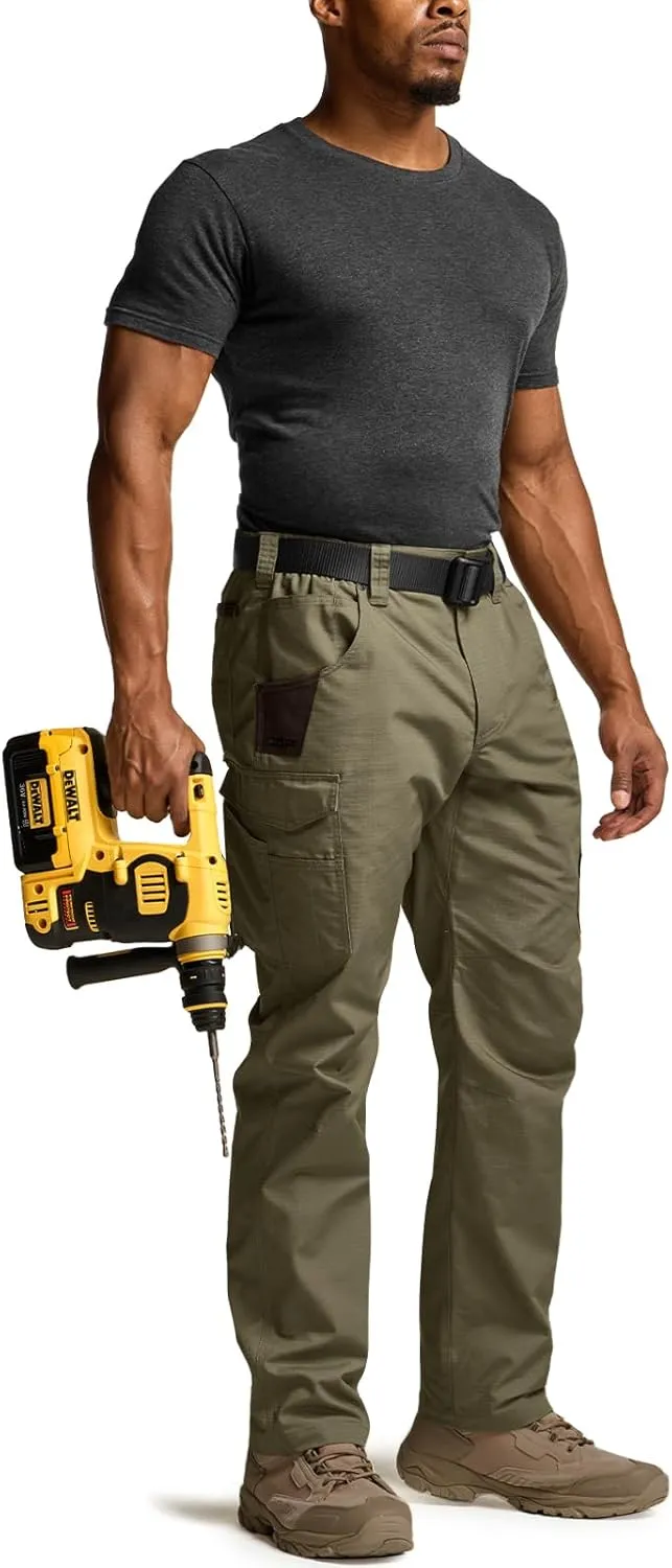 CQR Men's Quick Dry Work Pants, Water Resistant Outdoor Tactical Pants, Lightweight Stretch Cargo Hiking Pants