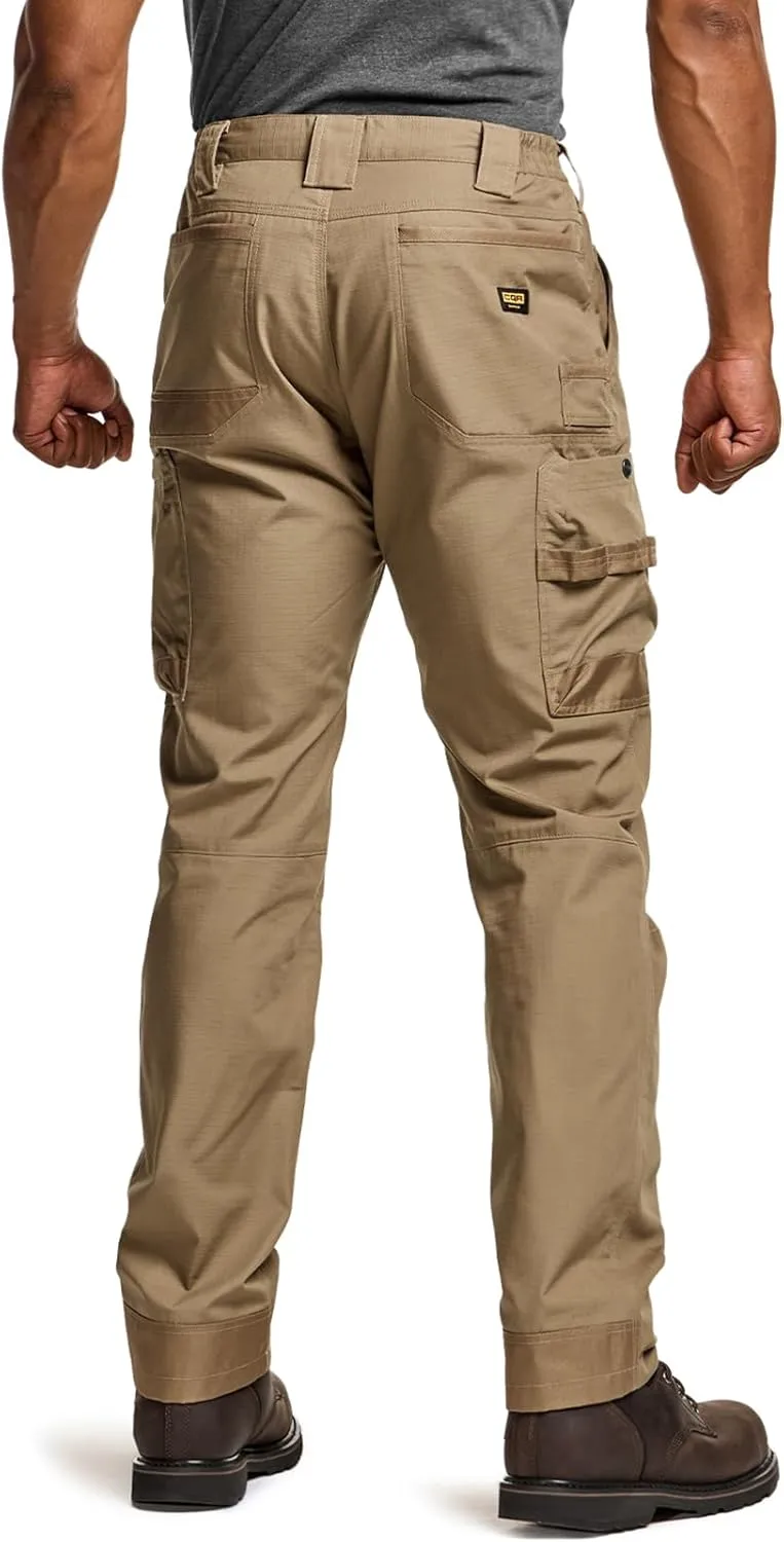 CQR Men's Quick Dry Work Pants, Water Resistant Outdoor Tactical Pants, Lightweight Stretch Cargo Hiking Pants