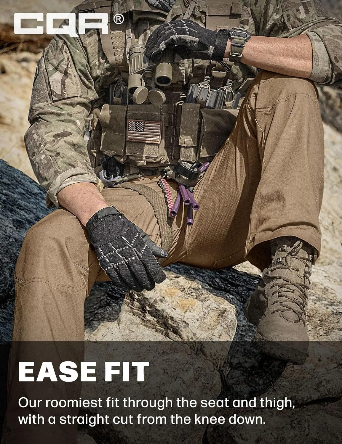 CQR Men's Tactical Pants, Water Resistant Ripstop Cargo Pants, Lightweight EDC Work Hiking Pants, Outdoor Apparel