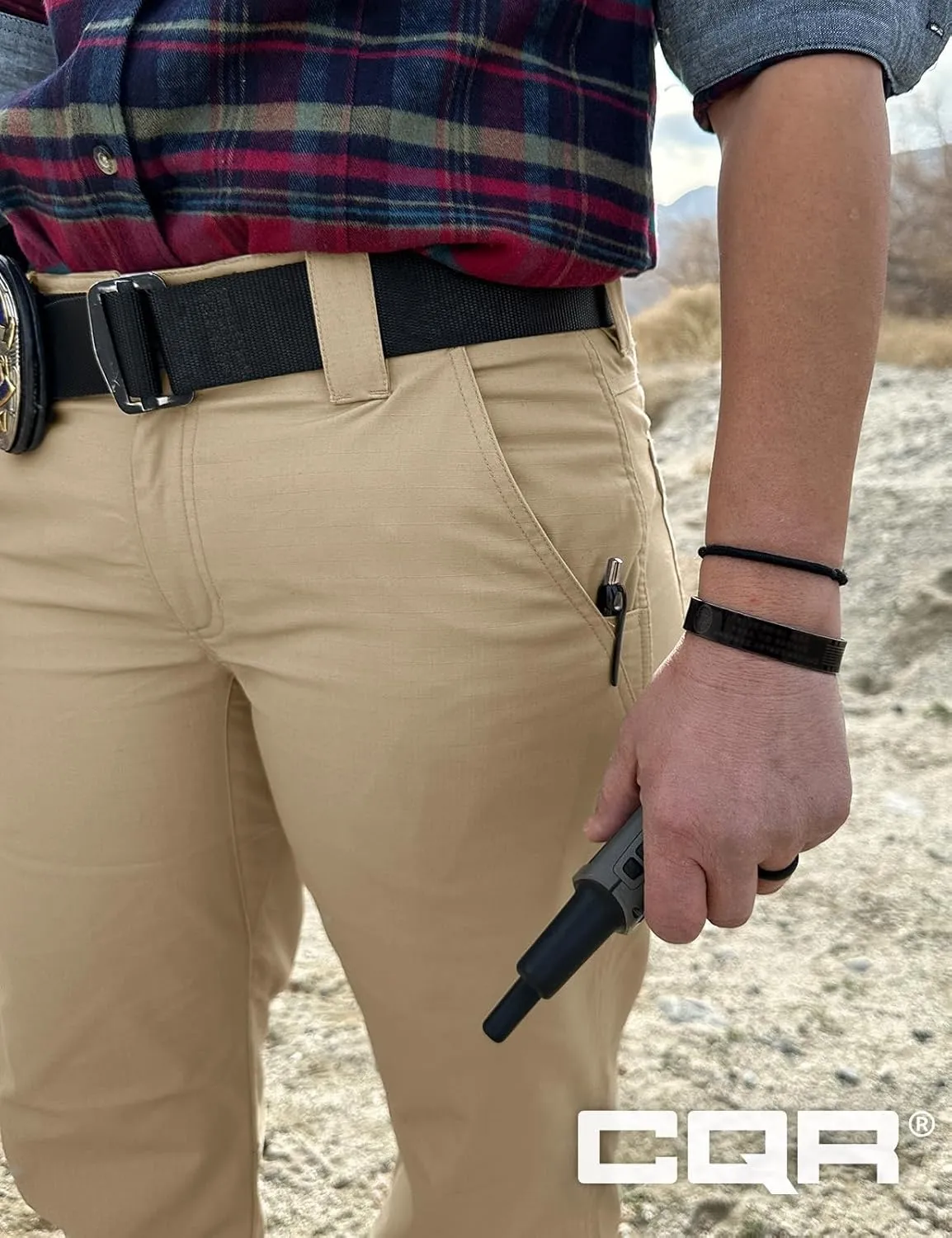CQR Women's Flex Stretch Tactical Pants, Outdoor Hiking Pants with Pockets, Water Resistant Ripstop Work Pants