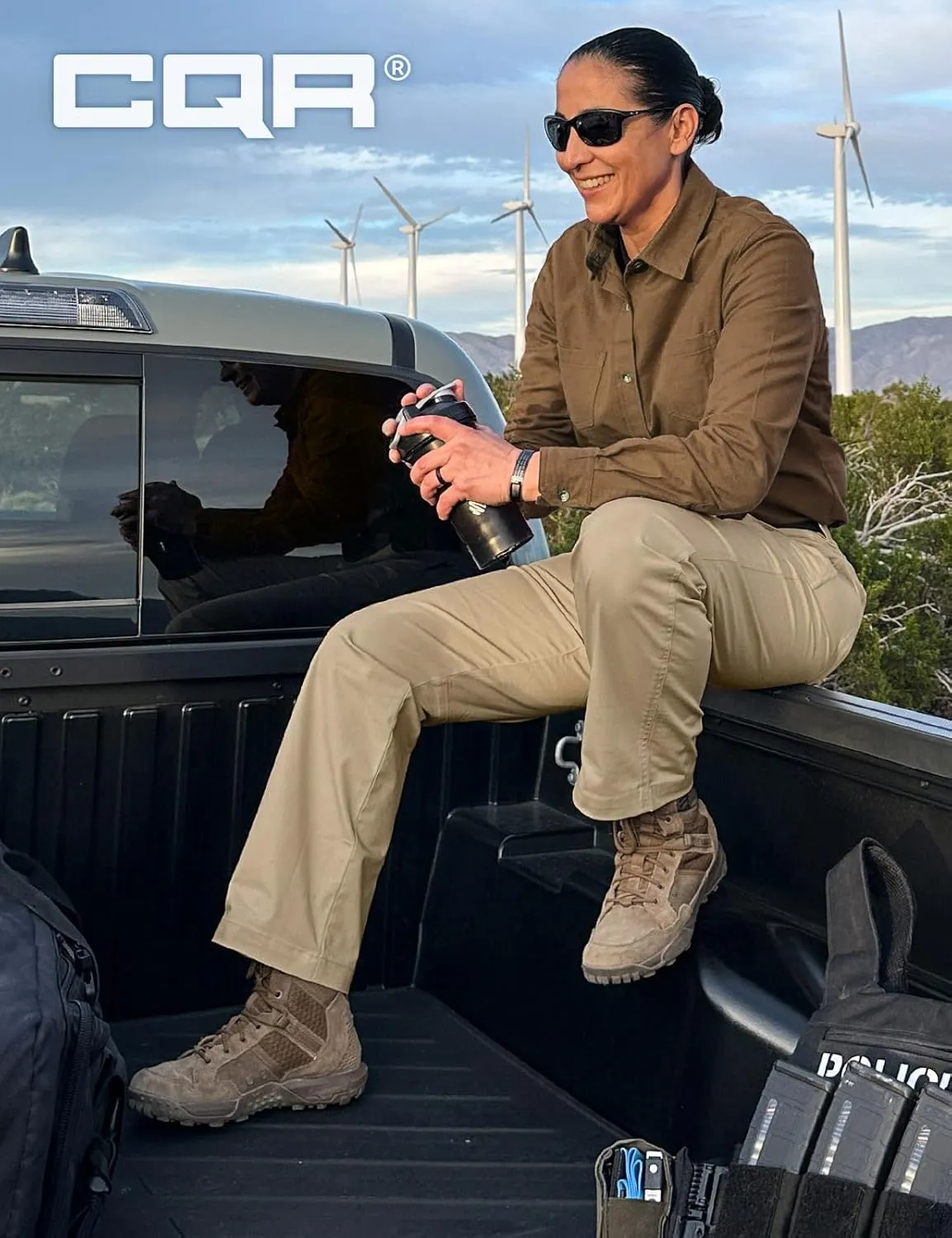 CQR Women's Flex Stretch Tactical Pants, Outdoor Hiking Pants with Pockets, Water Resistant Ripstop Work Pants