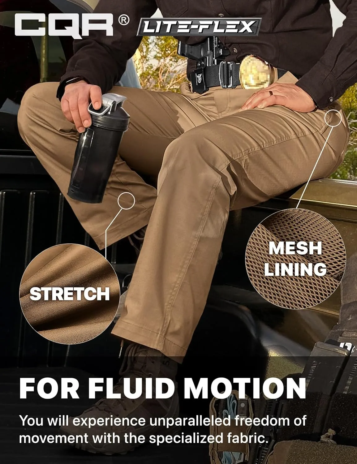 CQR Women's Flex Stretch Tactical Pants, Outdoor Hiking Pants with Pockets, Water Resistant Ripstop Work Pants