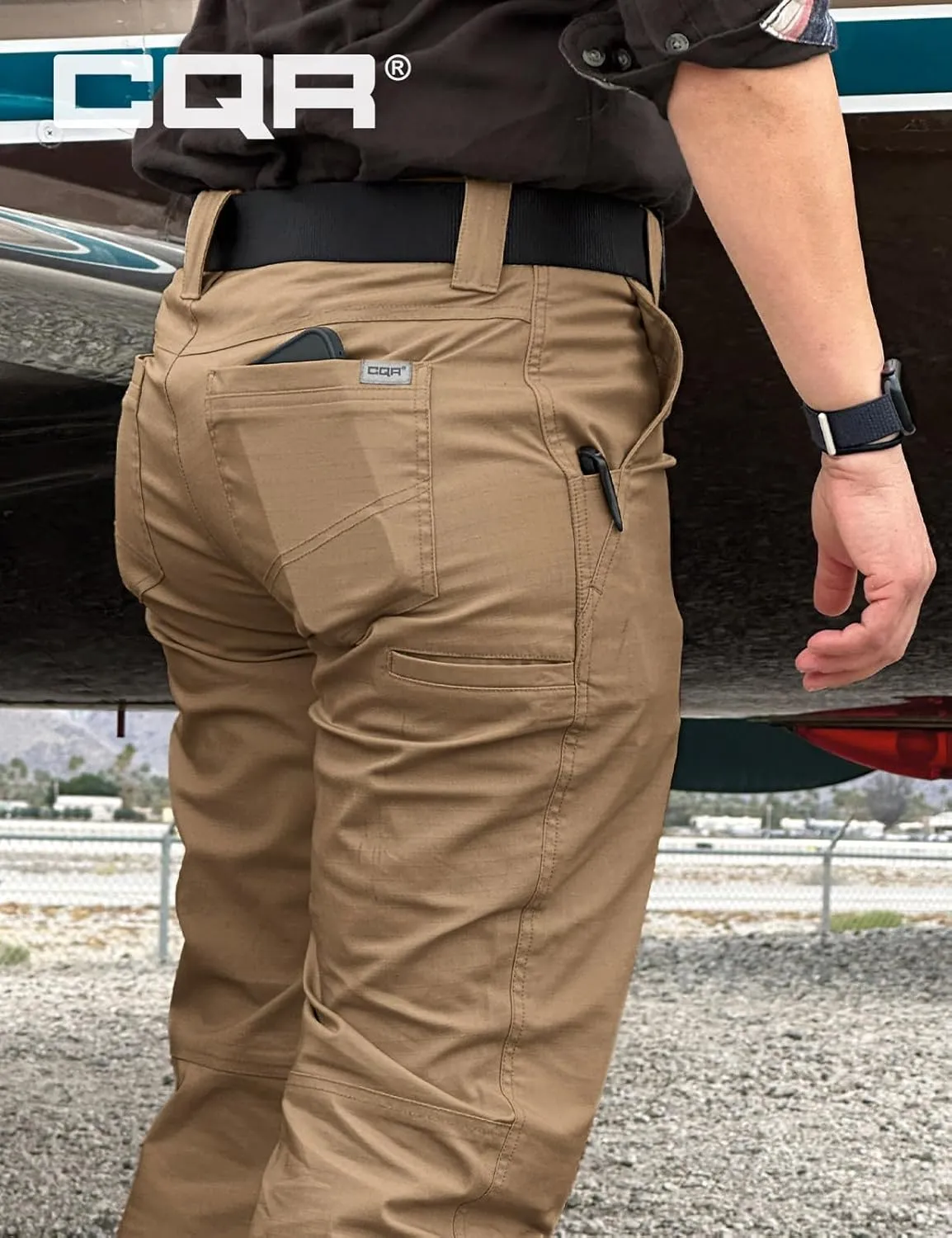 CQR Women's Flex Stretch Tactical Pants, Outdoor Hiking Pants with Pockets, Water Resistant Ripstop Work Pants