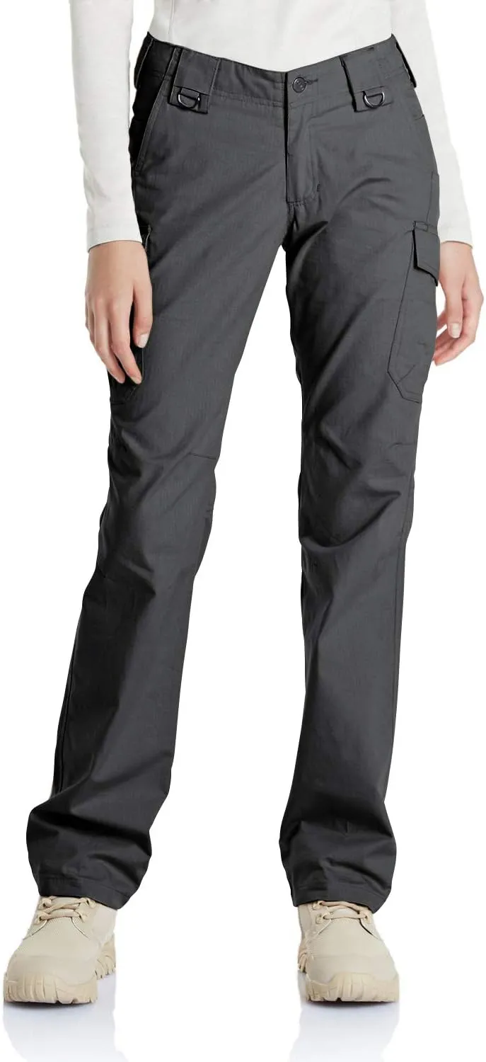 CQR Women's Flex Stretch Tactical Pants, Water Resistant Ripstop Cargo Work Pants with Pockets for Outdoor & Hiking