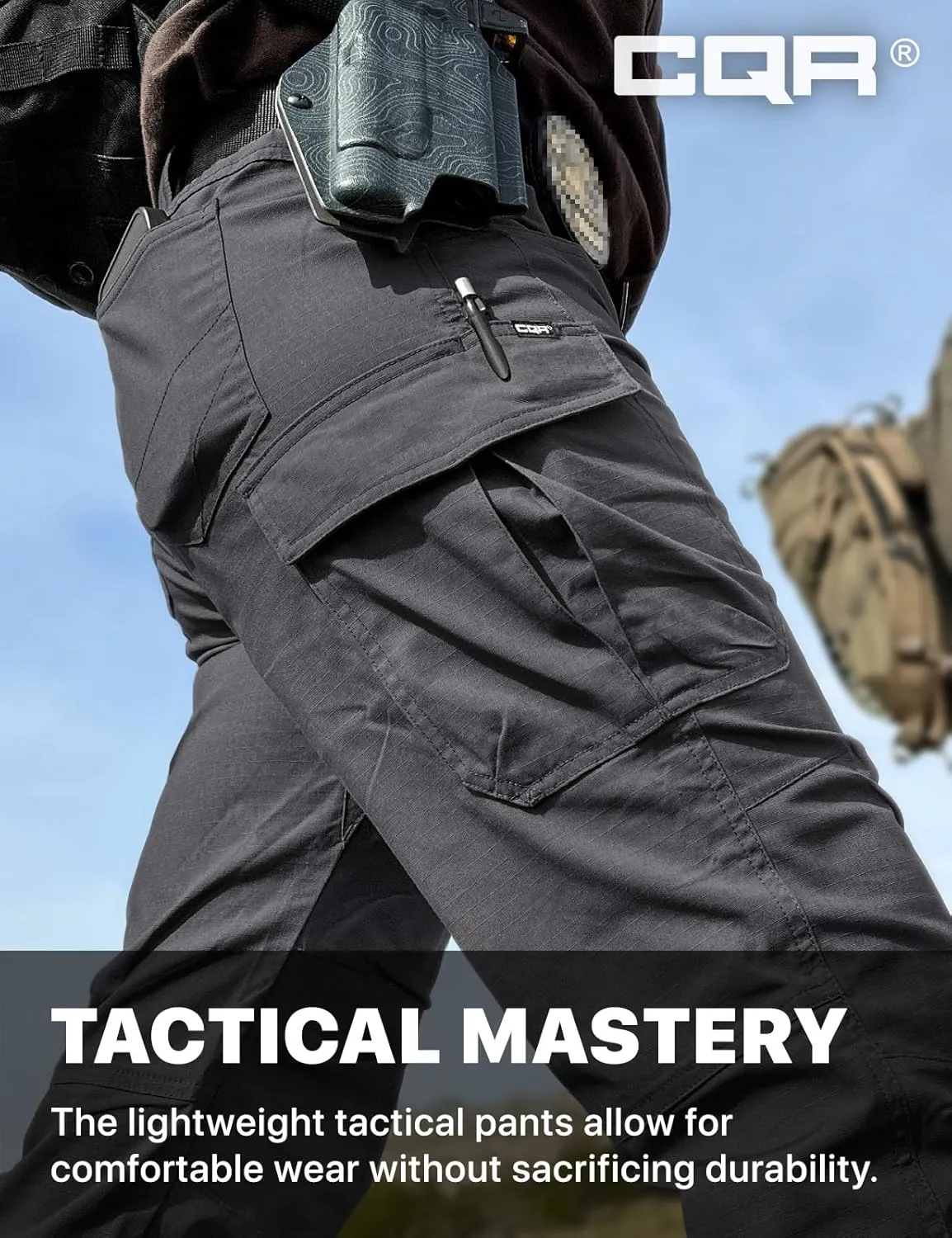 CQR Women's Flex Stretch Tactical Pants, Water Resistant Ripstop Cargo Work Pants with Pockets for Outdoor & Hiking