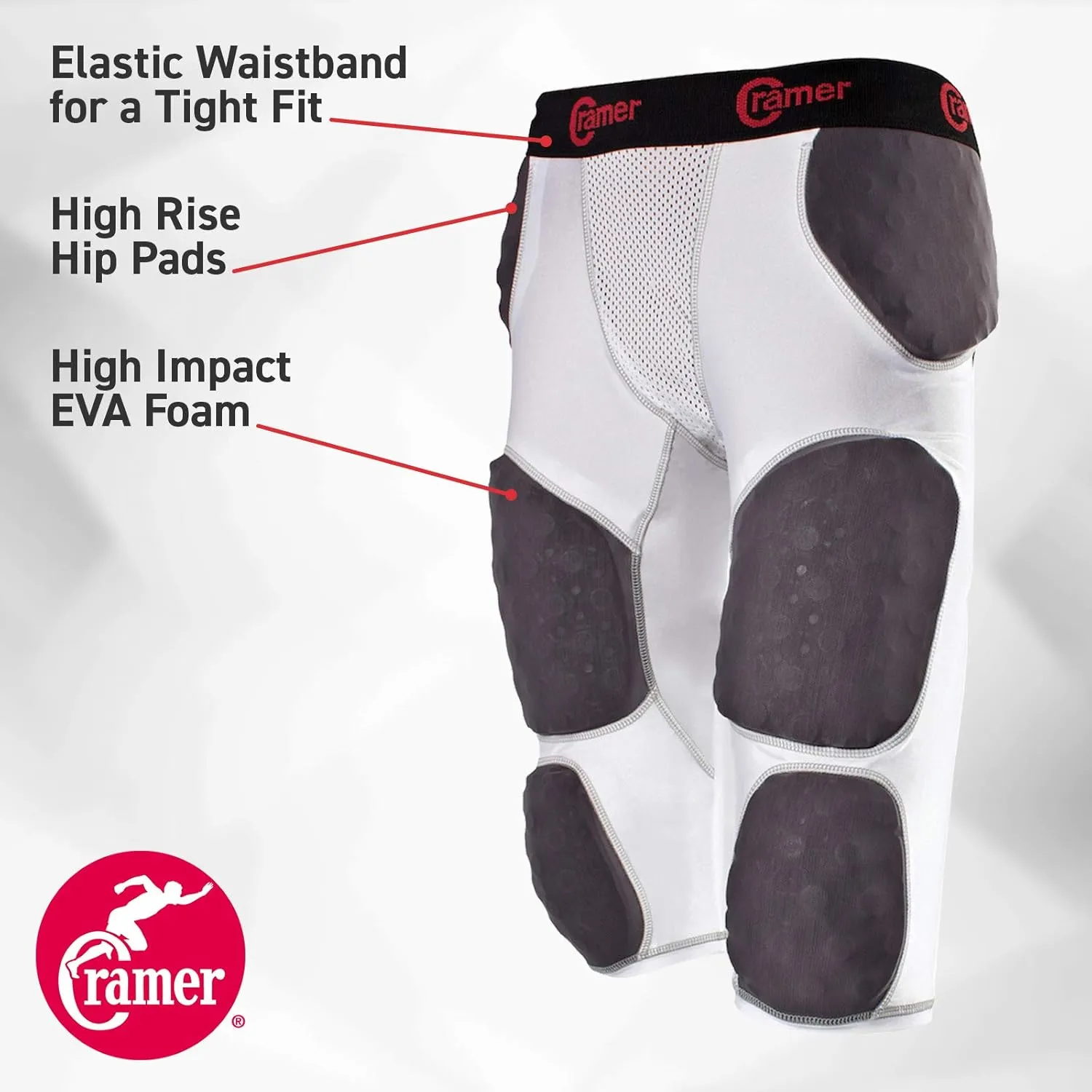Cramer Men's Adult 7 pad girlde Integrated, White, 3X-Large