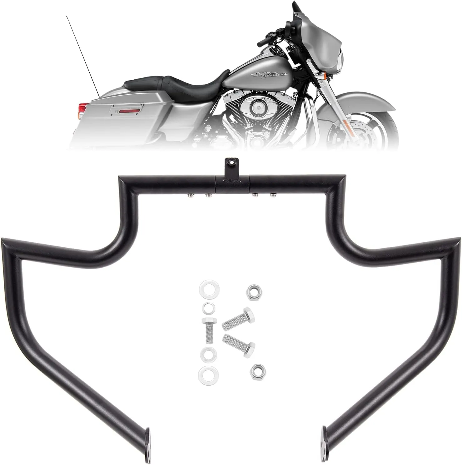 Crash Bar Engine Guard Highway Bar for Harley Davidson Touring Road Glide Road King Street Glide Electra Glide CVO and Trike Models 09-25(Black)