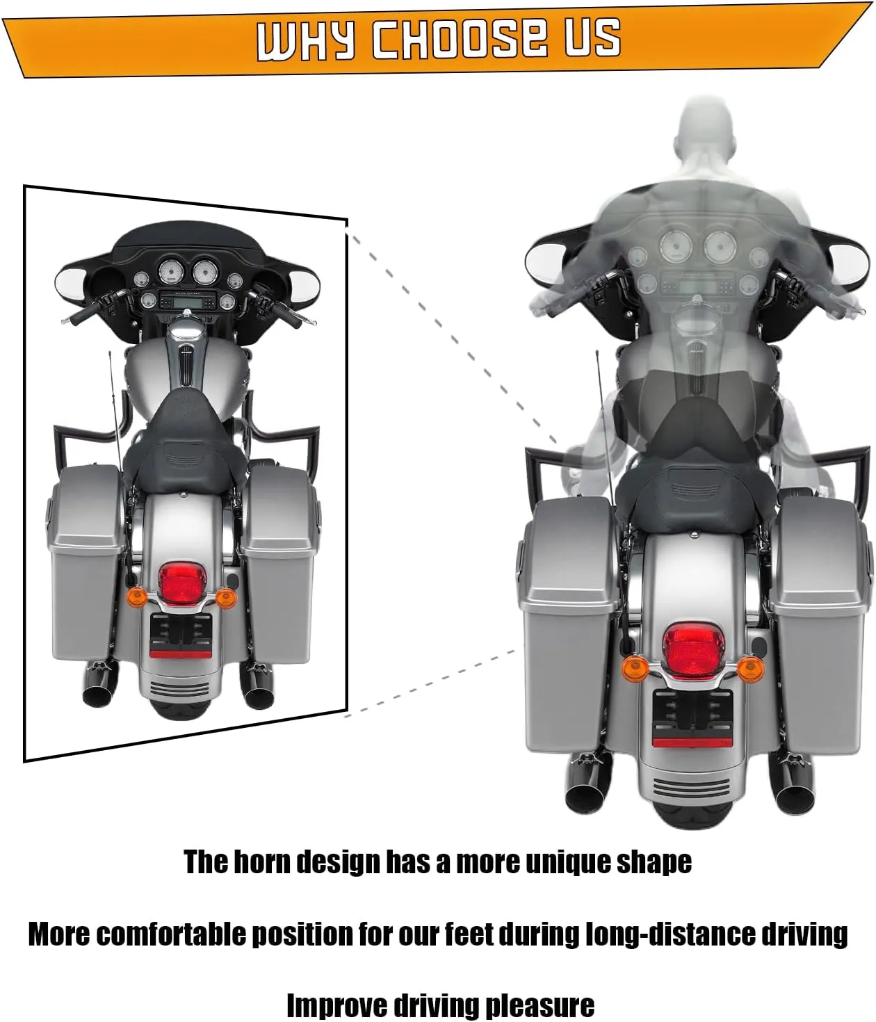 Crash Bar Engine Guard Highway Bar for Harley Davidson Touring Road Glide Road King Street Glide Electra Glide CVO and Trike Models 09-25(Black)