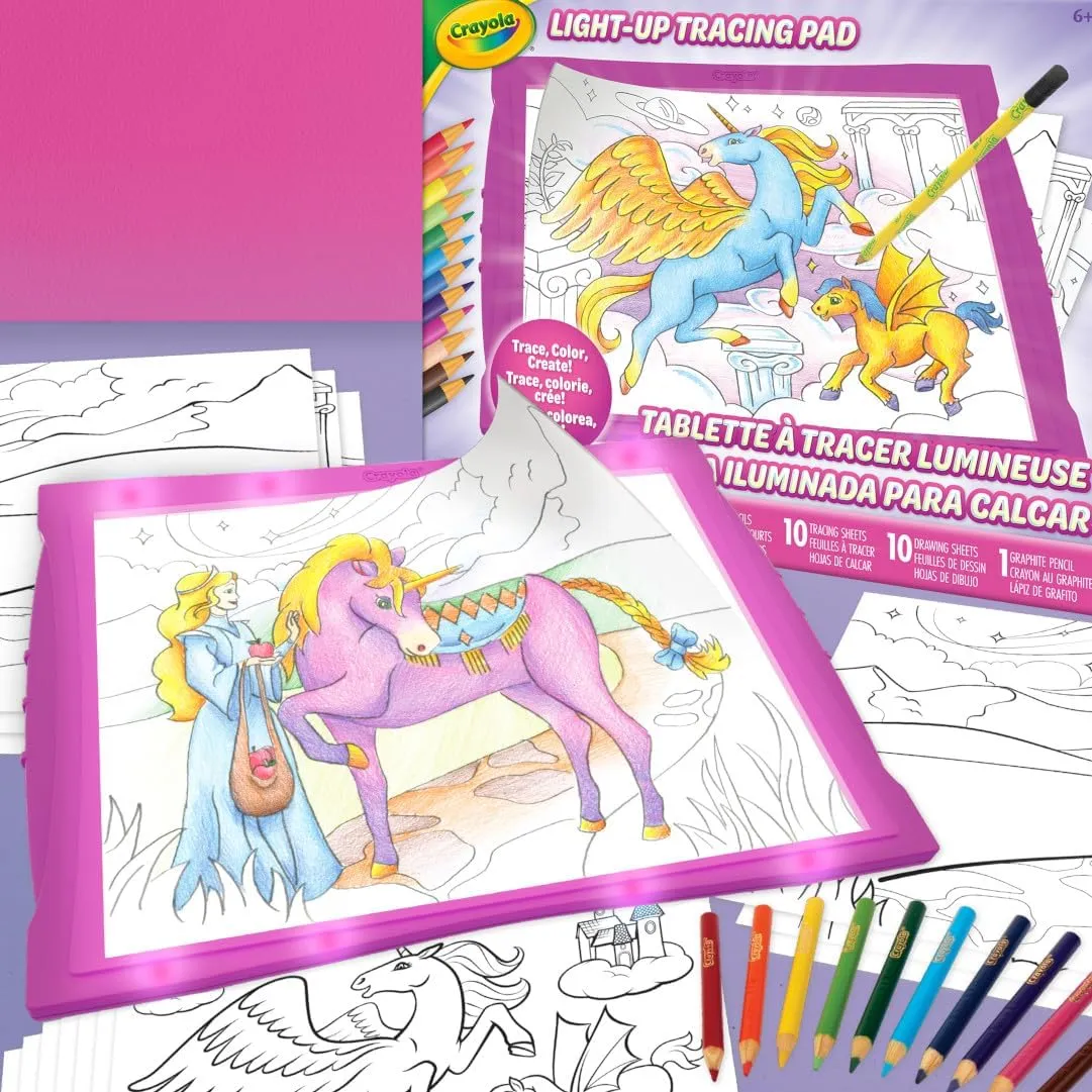 Crayola Light Up Tracing Pad - Pink, Writing & Drawing Art Kit for Kids, Kids Toys & Games, Tracing Light Box, Sketching Gifts for Girls & Boys, 6  [Amazon Exclusive]