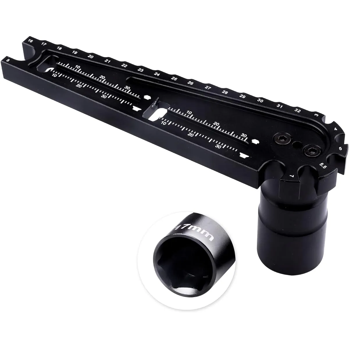 CrazyHobby RC 17mm Hub Wrench RC Ride Height Gauge 16-32mm Chassis Height Adjustment Ruler Turnbuckle Wrench Multi-Tool Multi-Tool for RC Cars