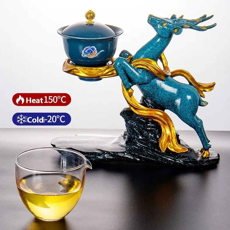 Creative Deer Glass Teapot Heat-resistant Glass Teapot Infuser Tea Drip Pot