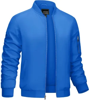 CRYSULLY Men's Bomber Jacket Lightweight Spring Fall Casual Windbreaker Full Zip Outwear Coat