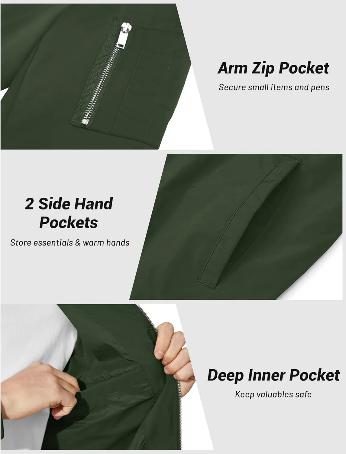 CRYSULLY Men's Bomber Jacket Lightweight Spring Fall Casual Windbreaker Full Zip Outwear Coat