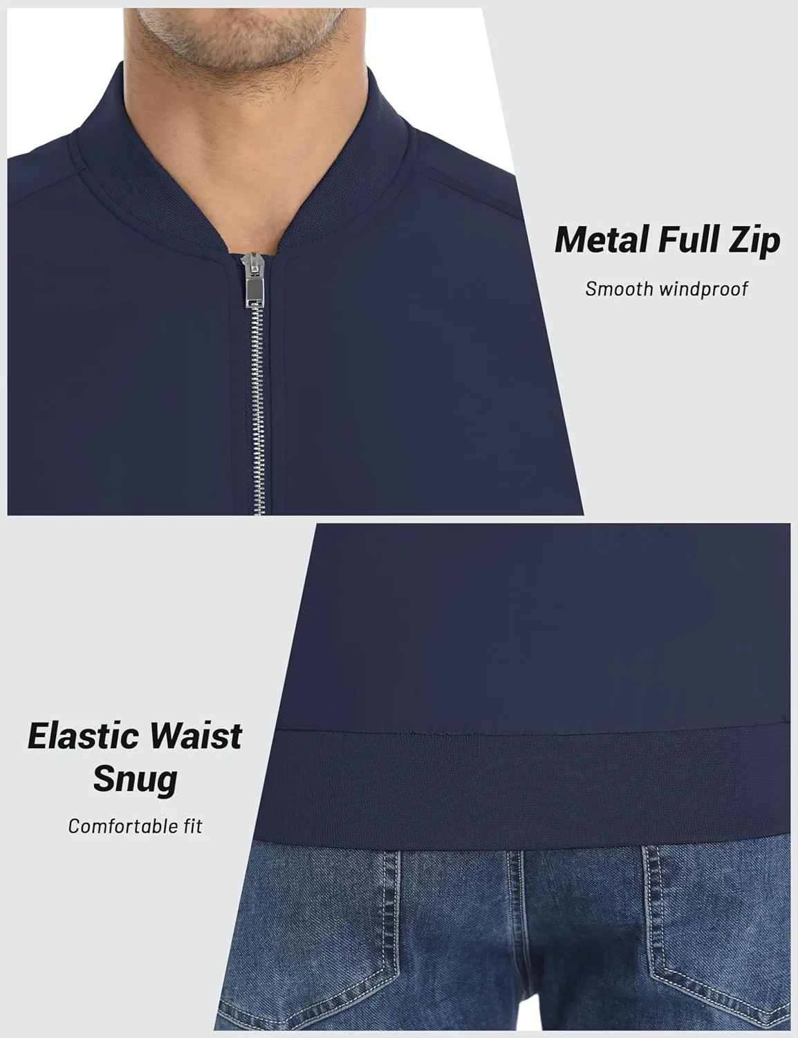 CRYSULLY Men's Bomber Jacket Lightweight Spring Fall Casual Windbreaker Full Zip Outwear Coat