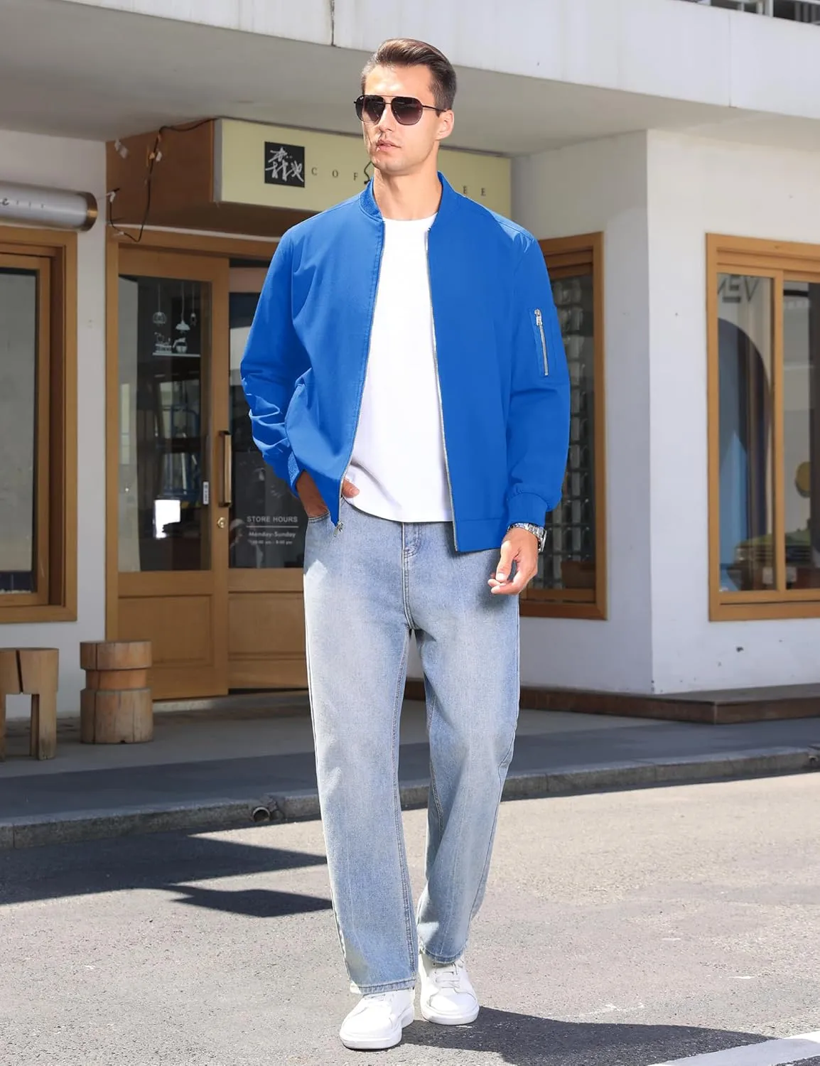 CRYSULLY Men's Bomber Jacket Lightweight Spring Fall Casual Windbreaker Full Zip Outwear Coat