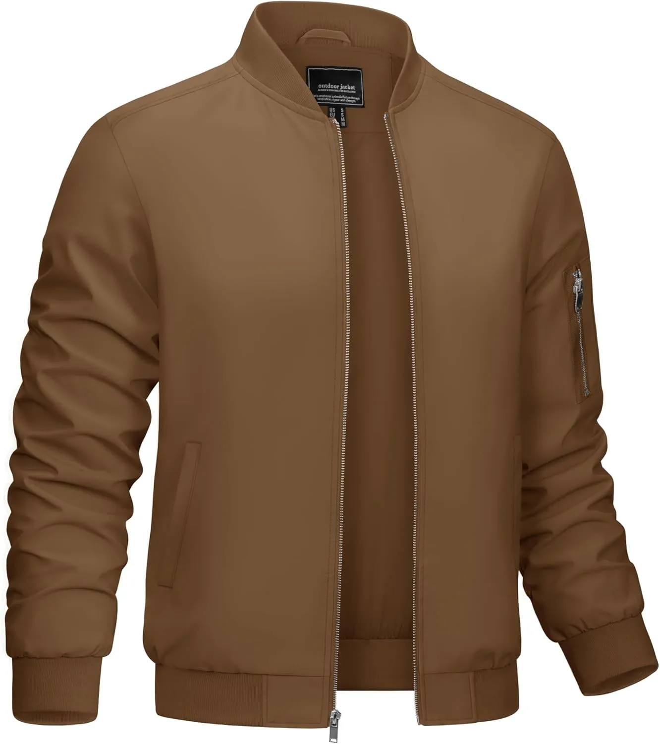 CRYSULLY Men's Bomber Jacket Lightweight Spring Fall Casual Windbreaker Full Zip Outwear Coat