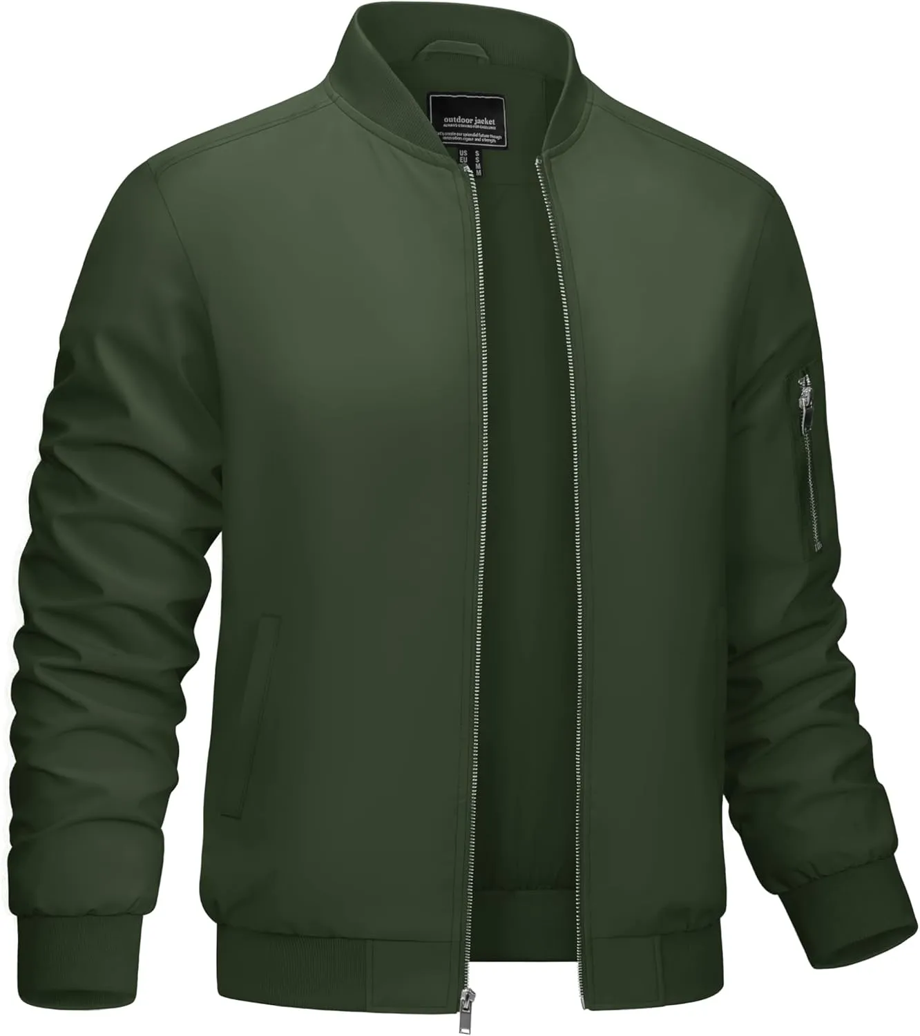 CRYSULLY Men's Bomber Jacket Lightweight Spring Fall Casual Windbreaker Full Zip Outwear Coat