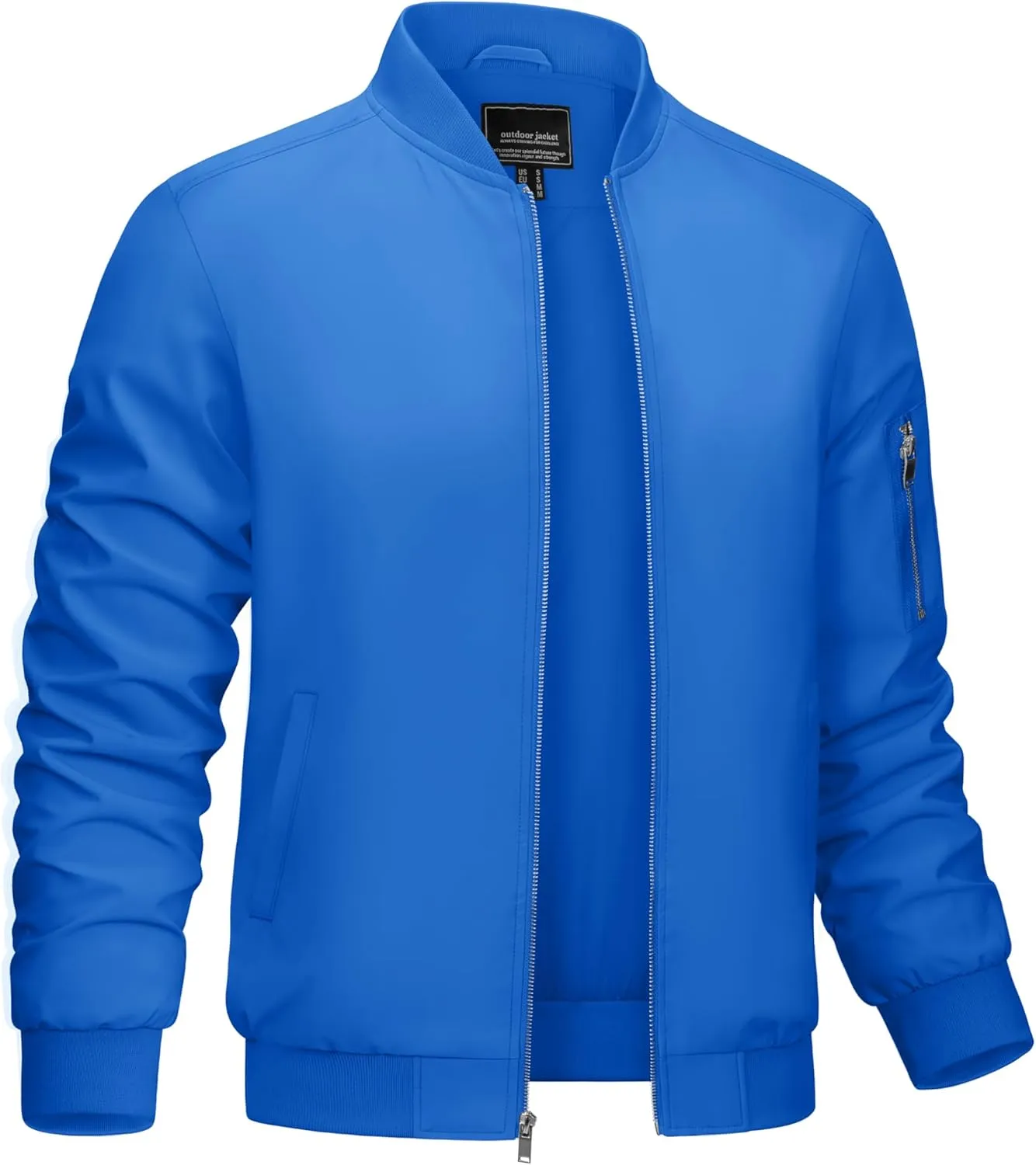 CRYSULLY Men's Bomber Jacket Lightweight Spring Fall Casual Windbreaker Full Zip Outwear Coat