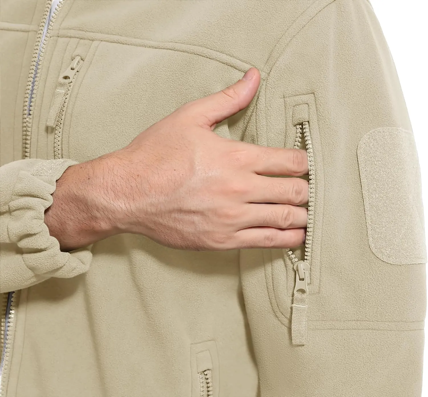 CRYSULLY Men's Fleece Jacket Tactical Full-Zip Winter Coat Jackets Multi Pockets