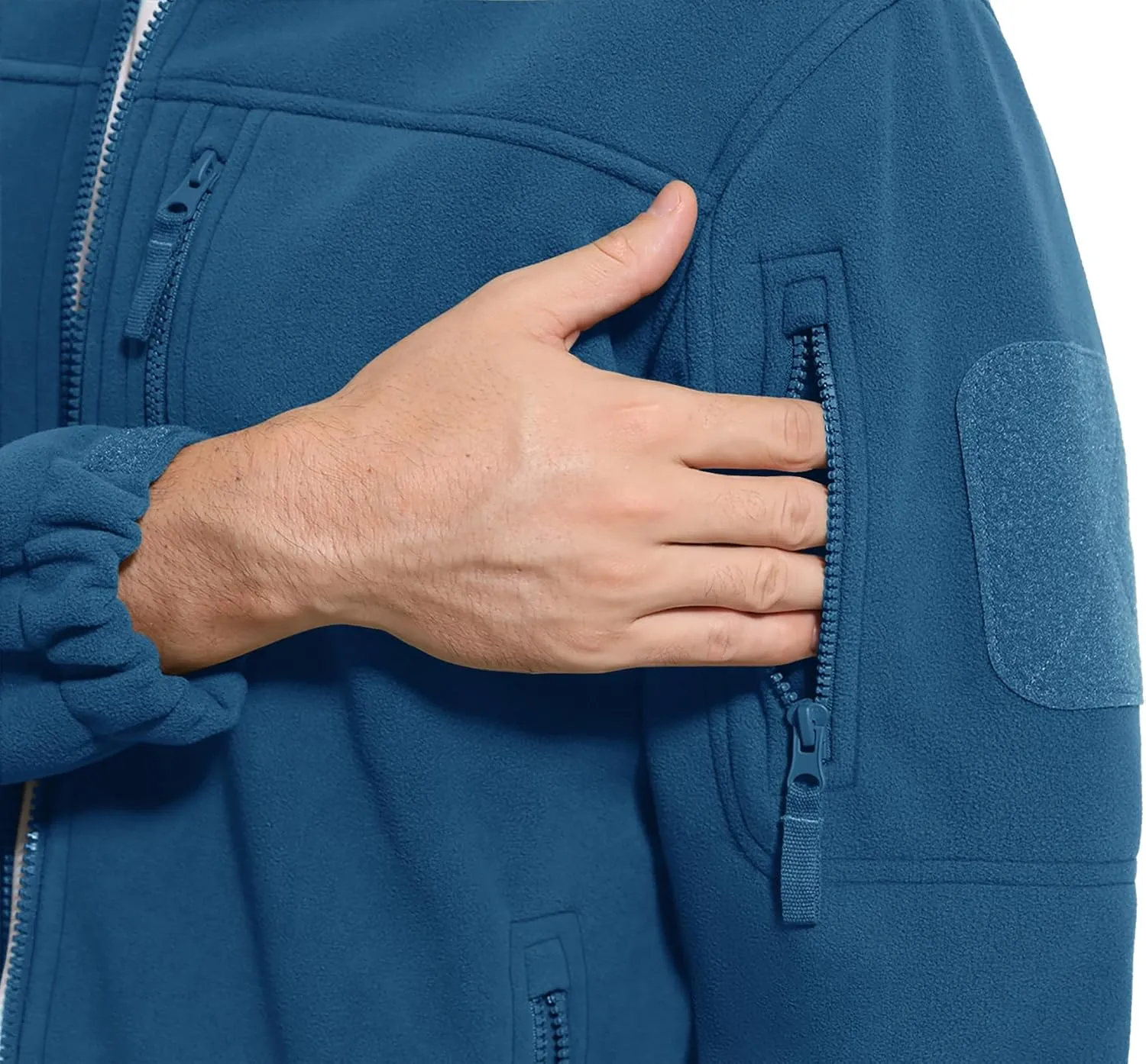 CRYSULLY Men's Fleece Jacket Tactical Full-Zip Winter Coat Jackets Multi Pockets