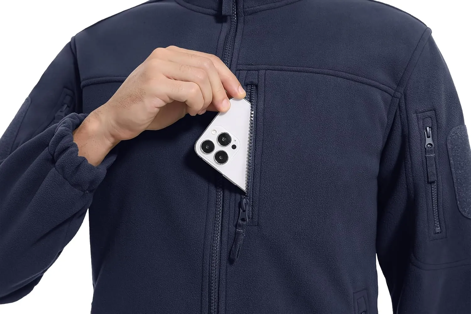 CRYSULLY Men's Fleece Jacket Tactical Full-Zip Winter Coat Jackets Multi Pockets
