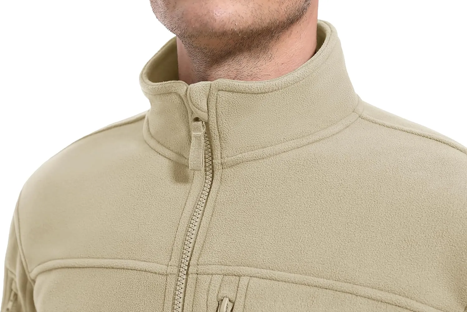 CRYSULLY Men's Fleece Jacket Tactical Full-Zip Winter Coat Jackets Multi Pockets
