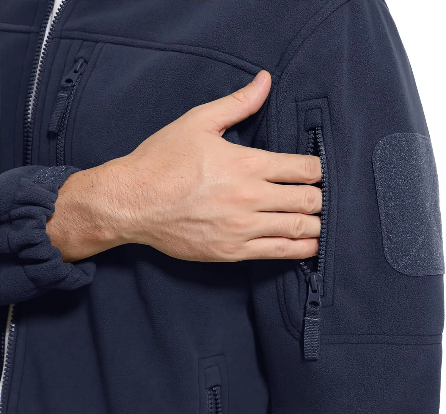 CRYSULLY Men's Fleece Jacket Tactical Full-Zip Winter Coat Jackets Multi Pockets