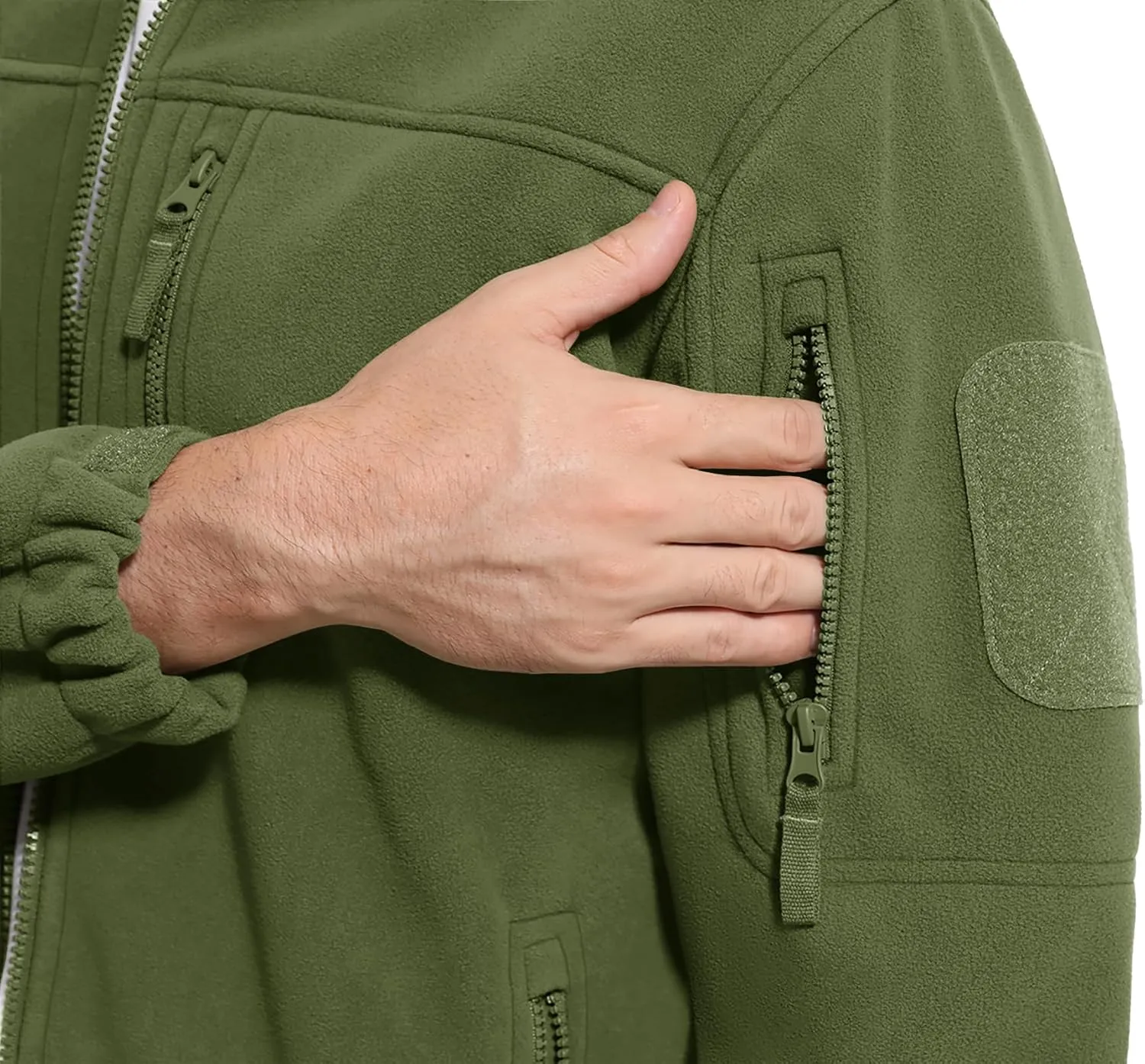 CRYSULLY Men's Fleece Jacket Tactical Full-Zip Winter Coat Jackets Multi Pockets