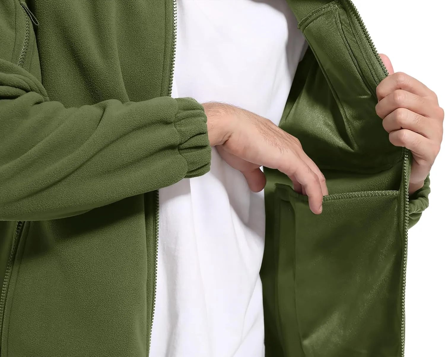 CRYSULLY Men's Fleece Jacket Tactical Full-Zip Winter Coat Jackets Multi Pockets