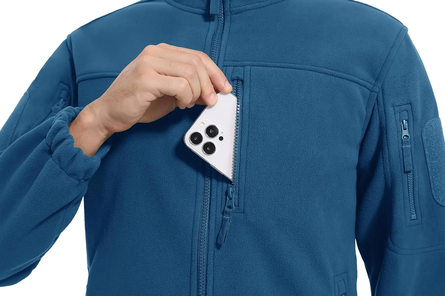 CRYSULLY Men's Fleece Jacket Tactical Full-Zip Winter Coat Jackets Multi Pockets