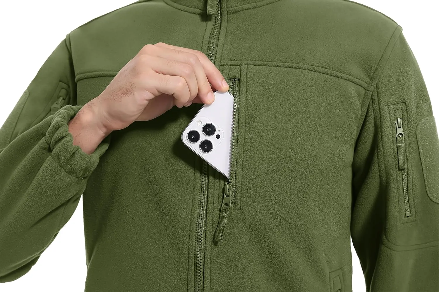 CRYSULLY Men's Fleece Jacket Tactical Full-Zip Winter Coat Jackets Multi Pockets