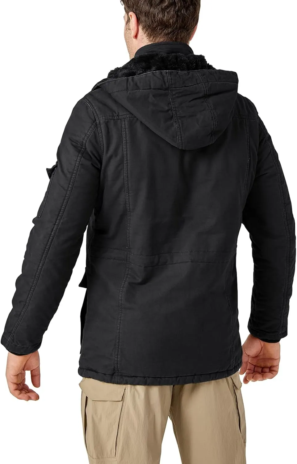 CRYSULLY Men's Winter Casual Thicken Multi-Pocket Outwear Jacket Coat With Removable Hood