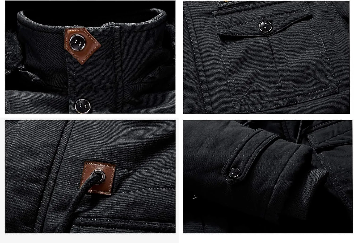CRYSULLY Men's Winter Casual Thicken Multi-Pocket Outwear Jacket Coat With Removable Hood