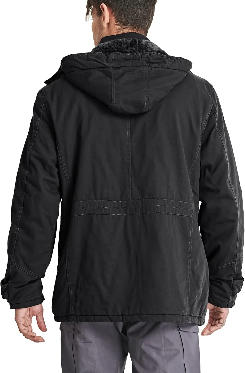CRYSULLY Men's Winter Casual Thicken Multi-Pocket Outwear Jacket Coat With Removable Hood