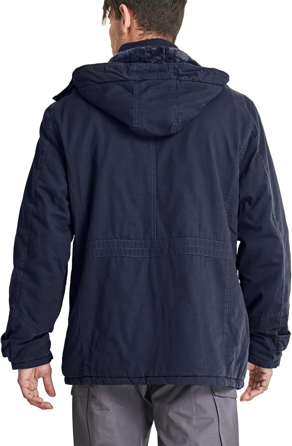 CRYSULLY Men's Winter Casual Thicken Multi-Pocket Outwear Jacket Coat With Removable Hood