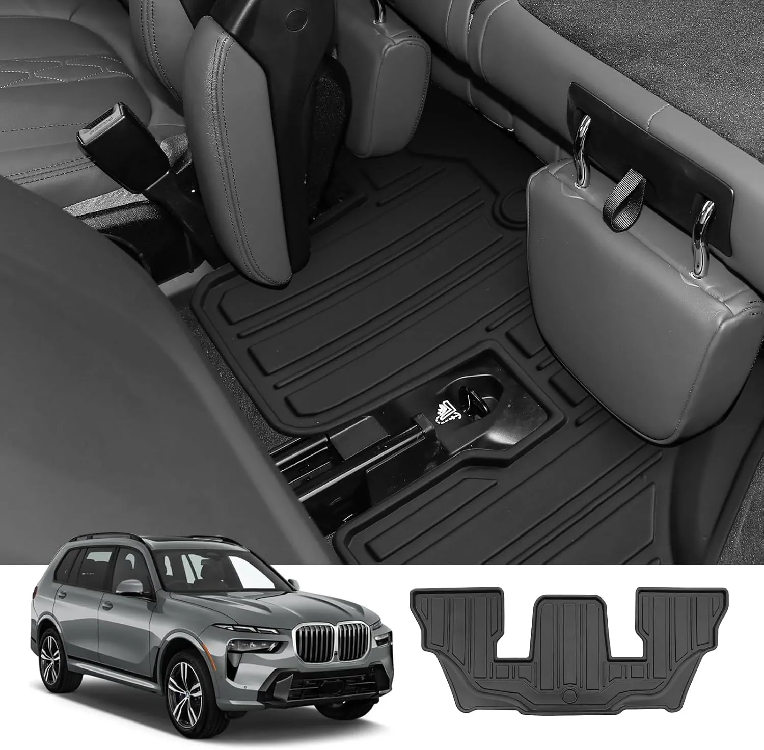 Custom for 2019-2025 BMW X7 6 Seat Floor Mats 3 Rows Cargo Trunk Liner and 3rd Backrest Mtas All Weather TPE Protection Mats Fit BMW X7 40i 50i M Accessories (Only for X7 6 Seat Full Set)