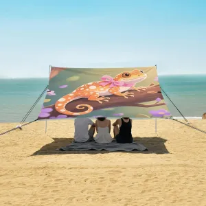 Cute Axolotl with Pink Bow Beach Camping Tent Sun Shelter for Whole Family, Beach Shade Canopy with UPF50  UV Protection,Easy Set Up and Carry,Outdoor Shade for Trips, Fishing, Backyard Fun Pic
